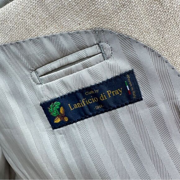 Baroni wool silk blend cream tan suit coat blazer jacket men's 52R Piattelli - Picture 8 of 10